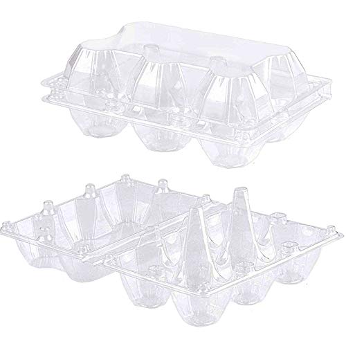 GYBest 50-Pack Clear Plastic Egg Cartons, Securely Store 6 Eggs Together, Chicken Egg Cartons for Refrigerator Storage, Family, Chicken Farm, Market,