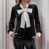 YYFS Damenmode, lässig, Frühling und Herbst, einfarbig, langärmelig, Blusen und Hemden