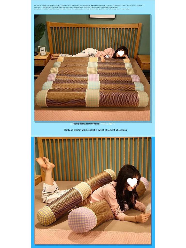 Breathable Linen Cylindrical Cooling Pillow for Girls' Bedroom