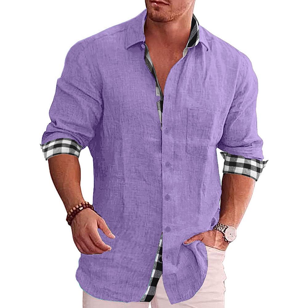 2026 Men's Long Sleeve Casual Cotton Linen Shirt - European & American Style