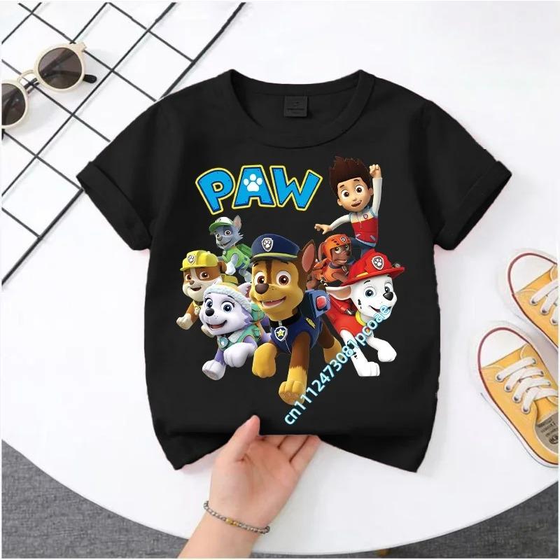 Hot Paw Patrol Kids T-shirts Kawaii Cartoon Character Printed Shirts Cute Boys Girls Casuals Tops Summer Birthday Clothing Gift