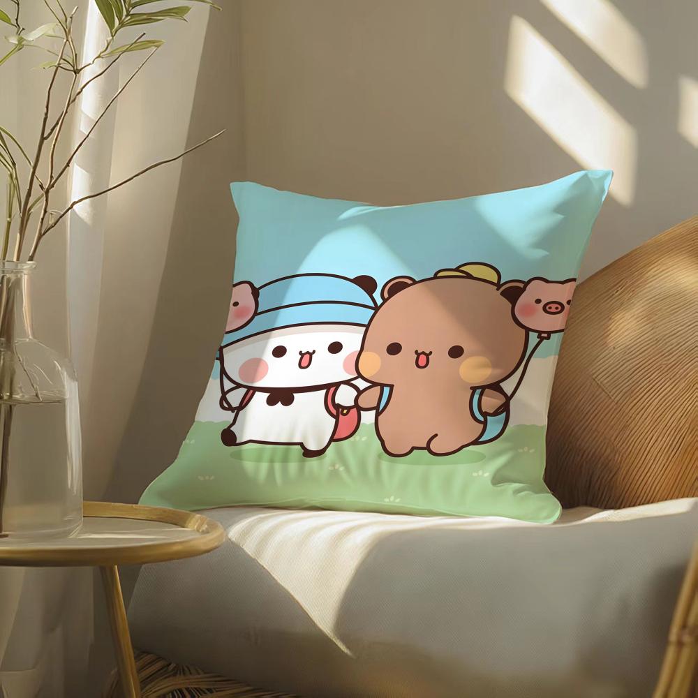 Popular Cartoon Bubu  Dudu Cute 4 Cushion Cover Silky elegant Comfort Sofa Bed Invisible zipper Beach pillowcase