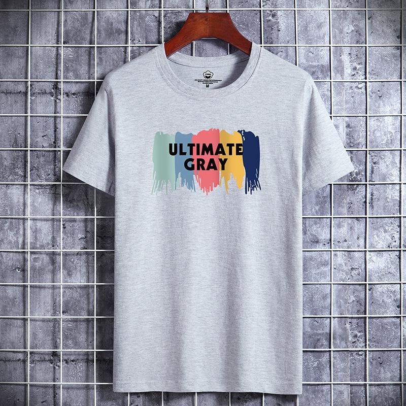 QICED Summer Short-sleeved T-shirt Men's O-neck Trend Bottom Shirt