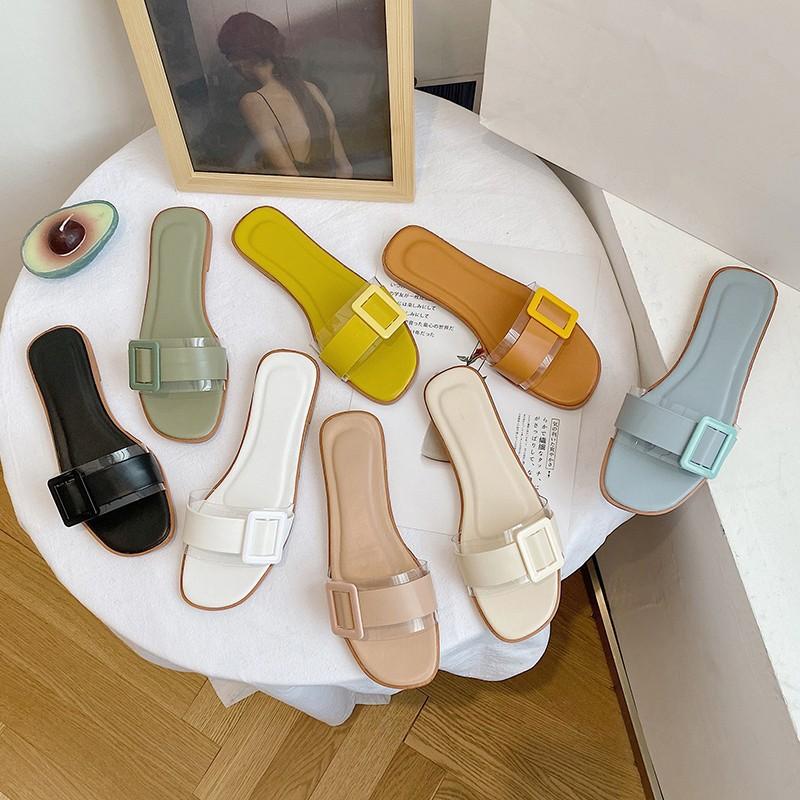 flat transparent sandals