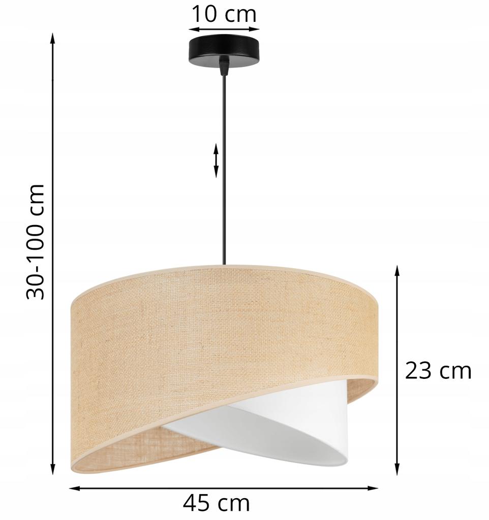 Hanging Lamp, Ceiling Chandelier, White Jute Lampshade