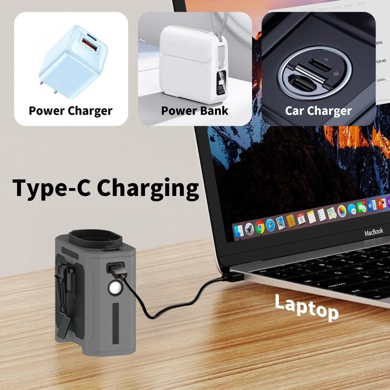 10000mAh Outdoor Portable Waist Fan USB Hanging Neck Fan with Mobile Power LED Night Light Lighting For Sports Outdoor Work