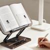 Adjustable Bookstand for Study and Cooking 360 Smooth Rotation Expandable Page Clip Heavy Duty Wood Base Mini Storage