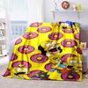 Kawaii Donut Pattern Blanket, The Simpsons Travel Flannel Blanket, Warm Blanket for Sofa Beds, Holiday Gift.
