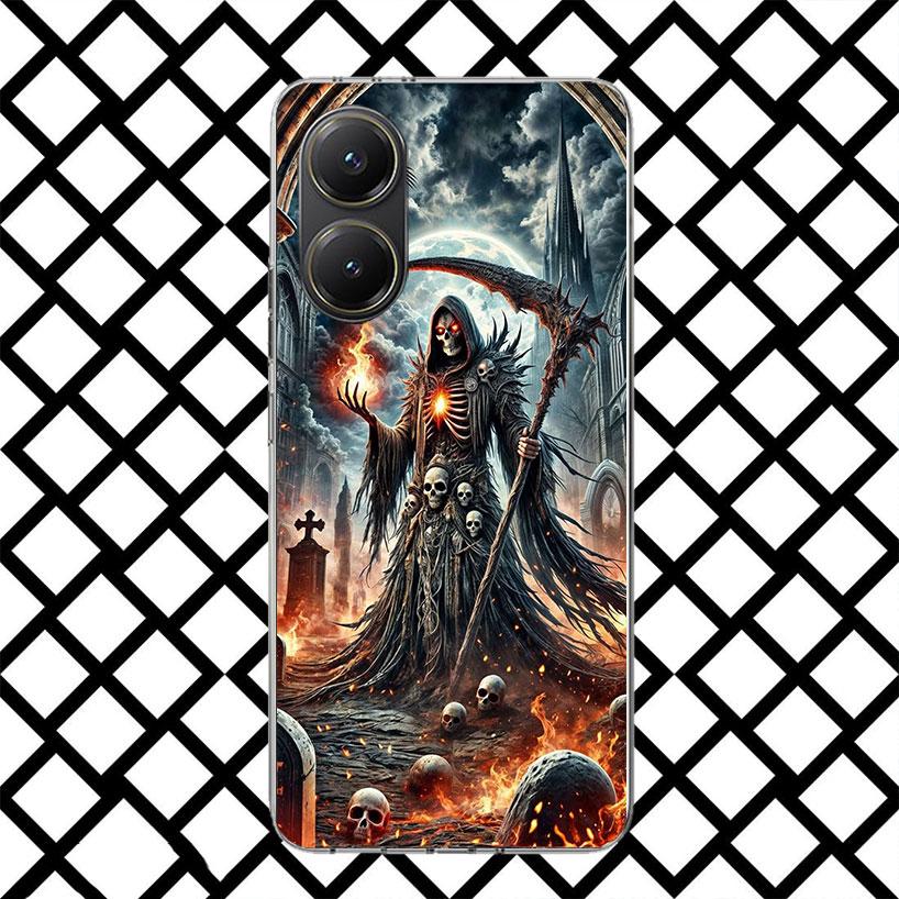 Death Grim Reaper Skull Scythe Phone Case for Xiaomi Poco F7 Ultra X7 X6 X5 Pro X4 Gt M8 M7 Redmi 15 15C 13 13C 12 12C Soft Cove