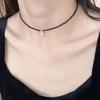Black Crystal Pearl Pendant Necklace - French Niche Design, High-End Choker, Luxury Cold Style, Collarbone Chain for Women.
