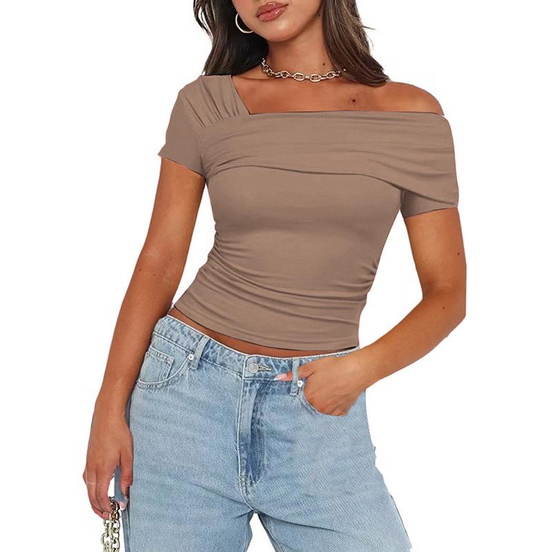 Autumn Backless One-Shoulder Shirred Top for Women