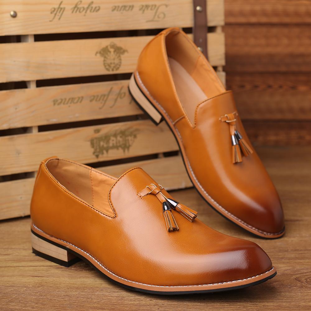Fashion Handmade Men's Leather Shoes Casual Shoes Elegantes Men Loafers Office Formal Dress Flats Outdoor Driving Shoes Tassel Moccasins