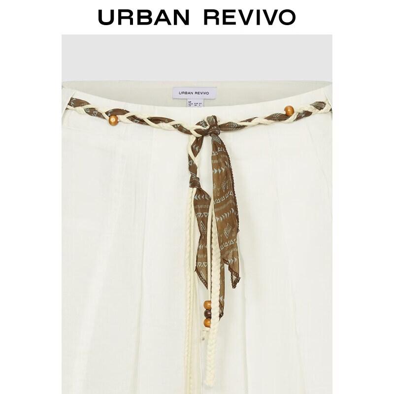 UR Women's Summer Pleated Mini Skirt with Braided Belt