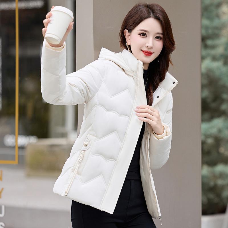 Vêtements en coton fin pour femmes à la mode pour femmes 2024 hiver nouveau style étranger mince petit col montant veste en coton rembourré