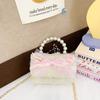 Childrens Fashionable Modern Single Shoulder Bag With Pearl Details And Bow Design