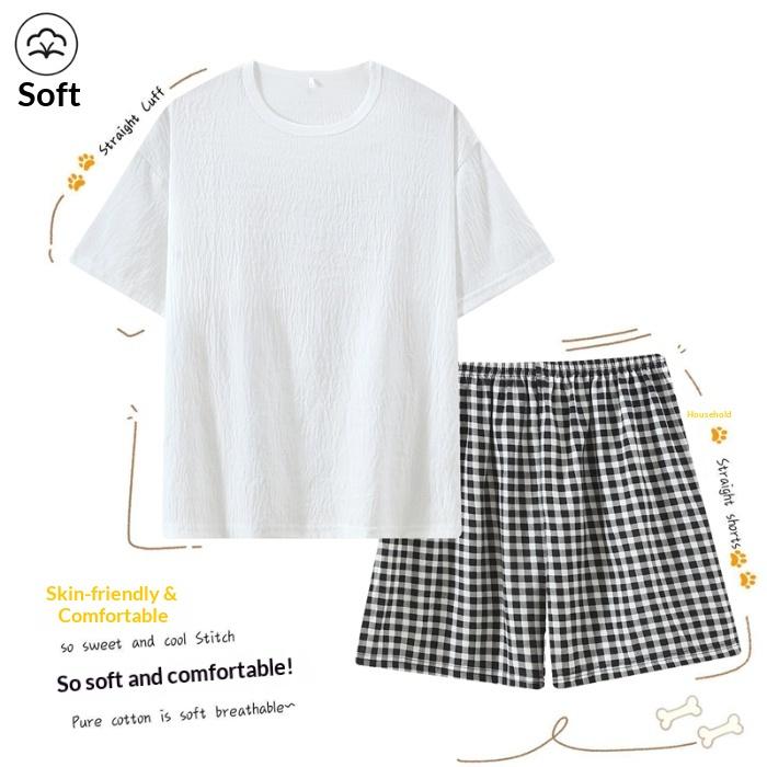 2026 Women's Summer Sleepwear Set Short Sleeve Two-Piece Pants Lightweight Comfortable Breathable Sweet Style Soft Home Clothes
