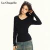 La Chapelle Women's V-Neck Long Sleeve Slim-Fit T-Shirt