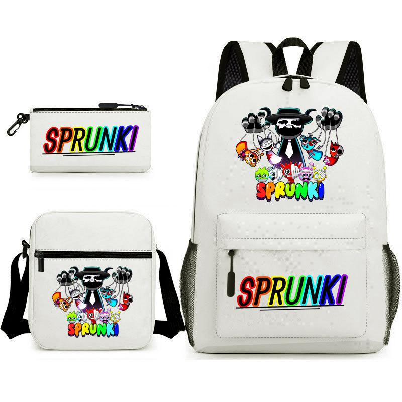 New Rhythm Box Student School Bag Three-piece Set, Casual Backpack Crossbody Bag Pencil Bag