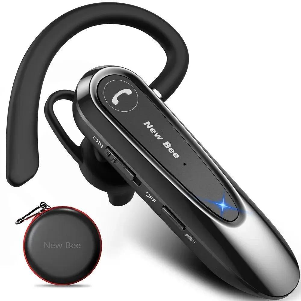 New Bee Business Headphones Single In Ear Wireless BT5.0 Earphone Hands Free with Dual Mic CVC8.0 Noise Cancelling 20 Hours Talk Time with Ear Hooks