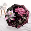 Lotus Flower Yin Yang Symbol Art Print Poster Wall Decor Umbrella, Portable 3 Fold Compact Umbrella for Men & Women,S97