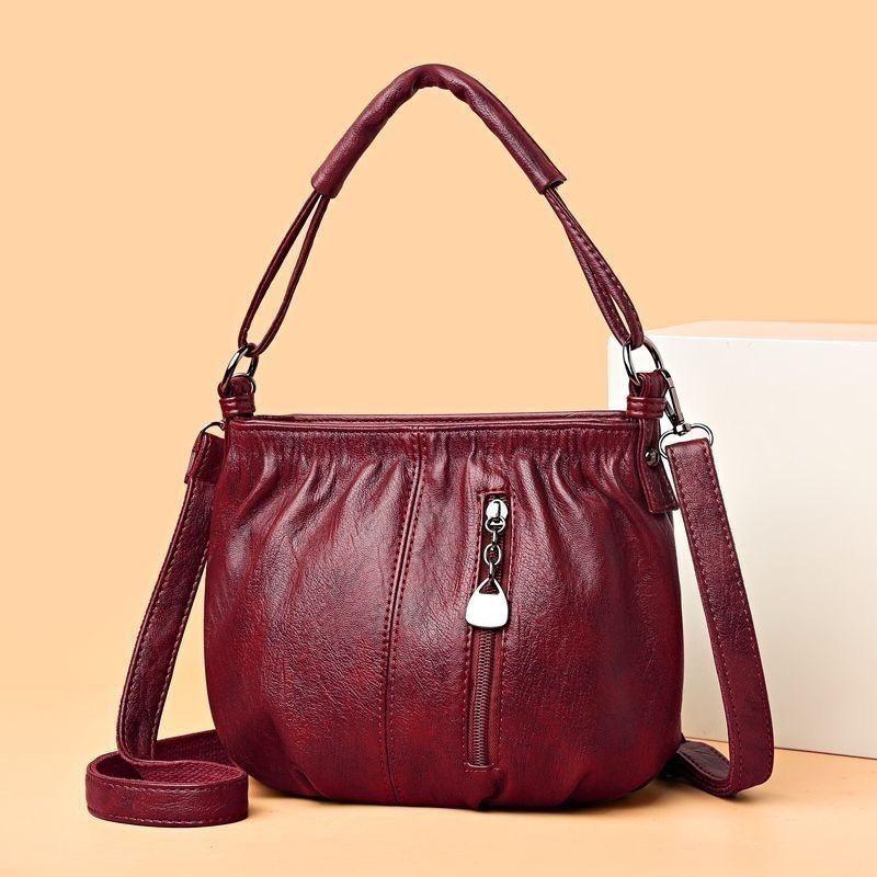 

Genuine Leather Textured Women s Handbag - Small, Handheld, Crossbody, Free Shipping New Arrival бордовый