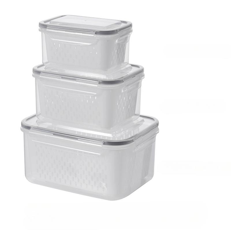 

3 шт./комплект прозрачный двухслойный контейнер для хранения свежих продуктов, пластиковый контейнер для слива, герметичный контейнер для хранения с крышкой для холодильника 3pcs/set