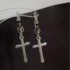 Trend Personality Geometry Sliver Color Cross Pendant Rivet Hoop Earrings for Women Men Gothic Punk Piercing Jewelry Accessory