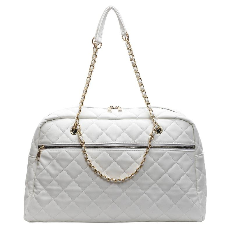 

Женская осенне-зимняя легкая дорожная сумка для поездок на работу и путешествий, сумка на короткую поездку с цепочкой, одно плечо, через плечо, под мышку белый