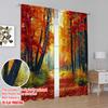 Set Of 2 Flat Printing Window Drapes Autumn Mountain Road Versatile Polyester Fabric Without Electricity Festive Backdrops Curtains Made