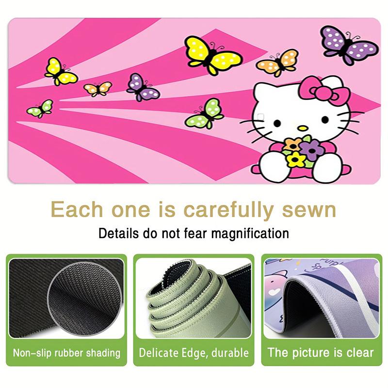 1pc Hello Kitty Butterflies Flowers Pink Background Computer Pad with Vibrant Print, Mouse Pads for Desk 126