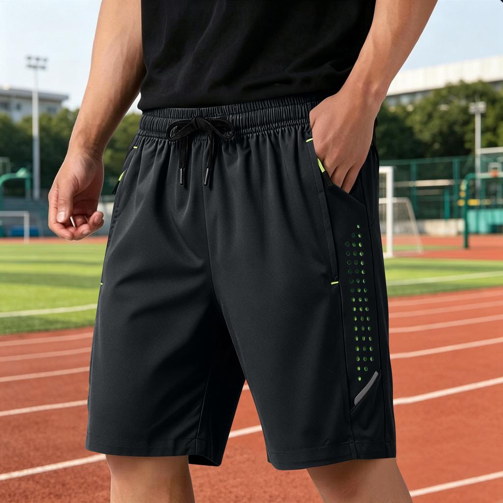 Men Athletic Shorts Breathable Lightweight Quick Dry Five Inch Inseam Drawstring Waist Sportswear for Running Workout Training