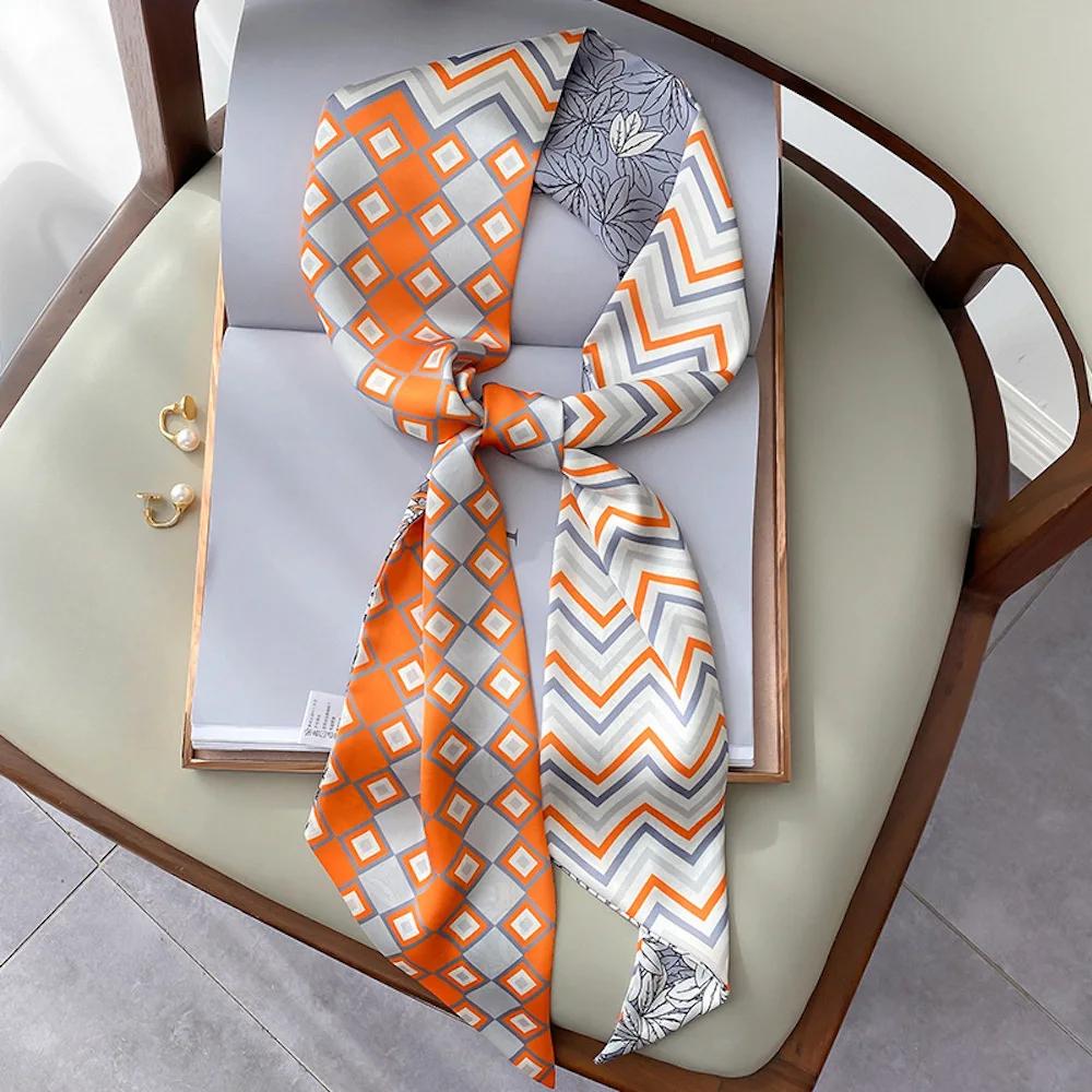 Long Silk Scarf Bag Tie Lady Neck Skinny Scarves Hairband Foulard Horse Print Brand Lady Neckerchief Ribbon  Spring New