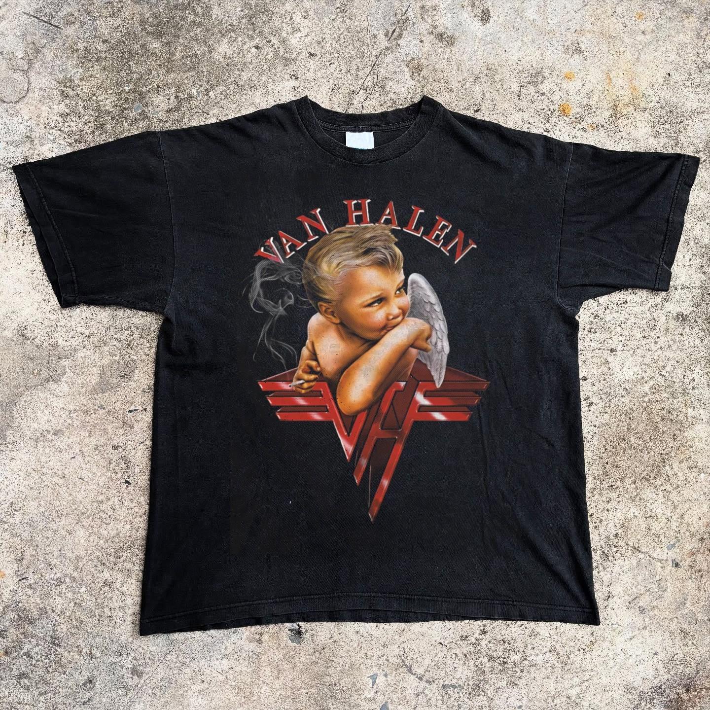 Van Halen Shirt Smoking Baby Angel Rock Concert Tour Black T-shirt Size S-5XL XXL