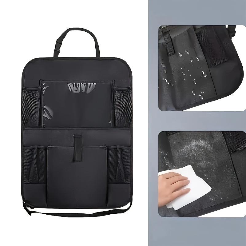 Car Seat Back Storage Bag, Rear Seat Kick Mat Protector, Durable Waterproof Oxford Cloth Mesh Pocket for Storing Accessories and Toys.