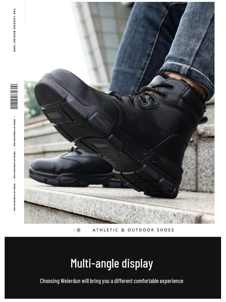 Pánské kotníkové nepromokavé zimní bezpečnostní boty - Odolné proti nárazu, Odolné proti propíchnutí, Podšívka ze sametu a bavlny