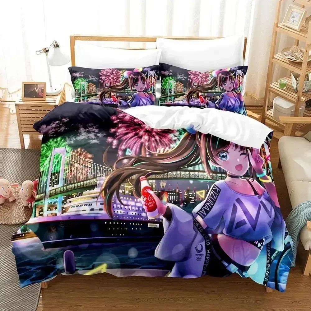 AI Channel Ložní souprava Jednolůžko Dvojlůžko Plná Velikost Queen King Ložní souprava Dospělý Dítě Ložnice Sady povlečení 3D Tisk Anime Sada prostěradel