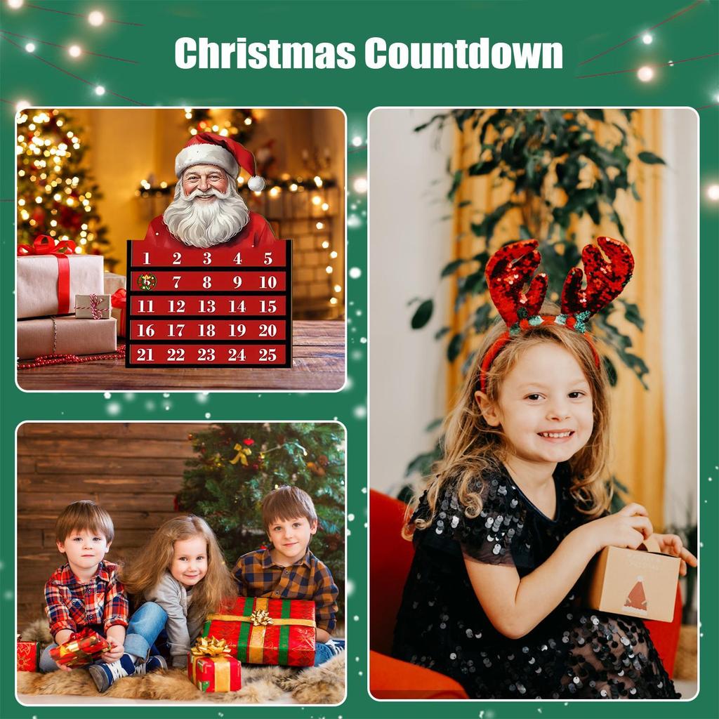 Christmas Wooden Calendars Wooden 24 Day Decor Toy Advent Countdown Calendar For Vacation Holiday Classroom Offices Desk Kids