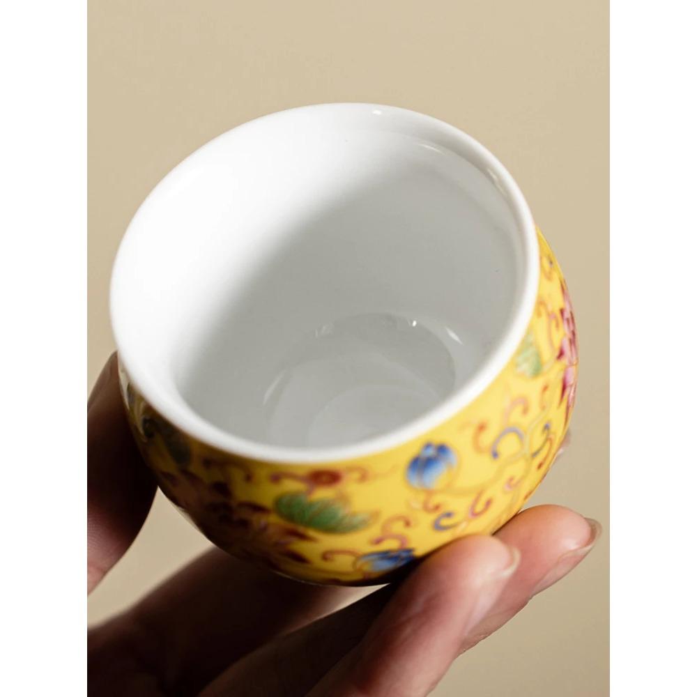 Japanische Keramik Teetassen Chinesische Kungfu Teetasse Retro Persönliches Teegeschirr Emaille Lotus Tassen Haushaltsgetränkegeschirr Gelieferte Geschenkbox