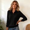Women's Casual Long Sleeve Collared Top with Color