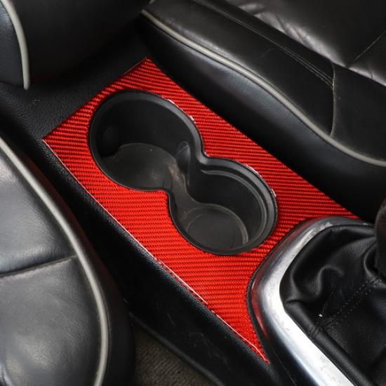 Red Carbon fiber Center Cup Holder Panel Trim Sticker For Hummer H3 2005-09