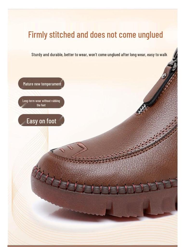 Damen Wasserdichte Winter-Knöchelstiefel aus Kunstleder - Plüschig, warm und bequem für Mittelalte und Ältere