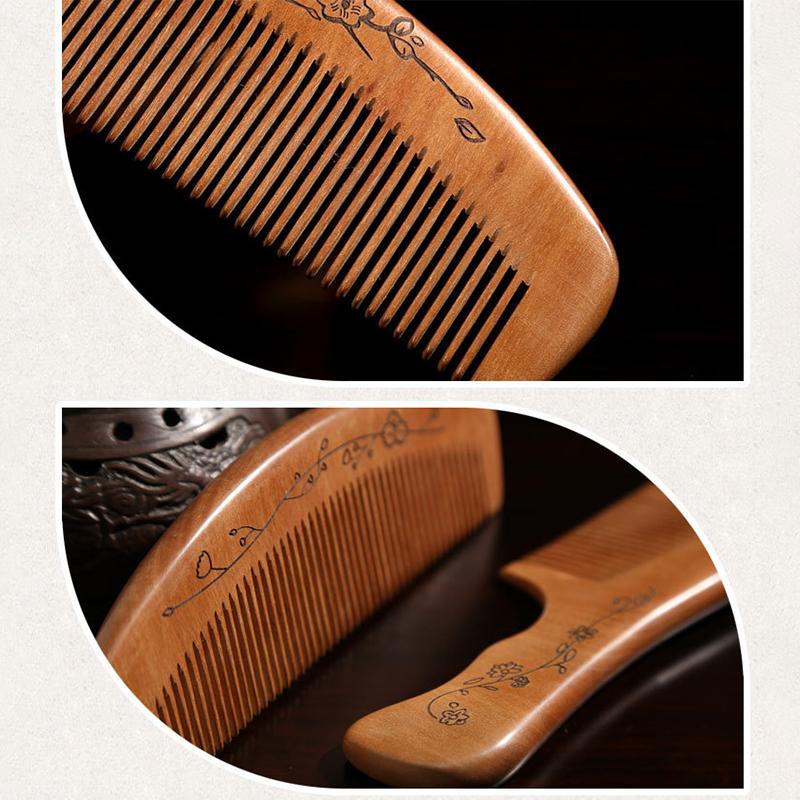 New Anti-Static Handcrafted Natural Peach Wood Hair Comb Head Massage Sandalwood Comb Hair Care Diy Styling Tool
