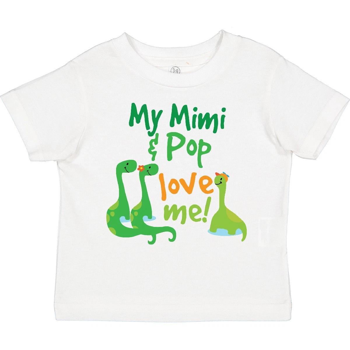 

Inktastic Mimi And Pop Love Me Grandson Dinosaur Toddler kids boys T-Shirt Clothes From 120