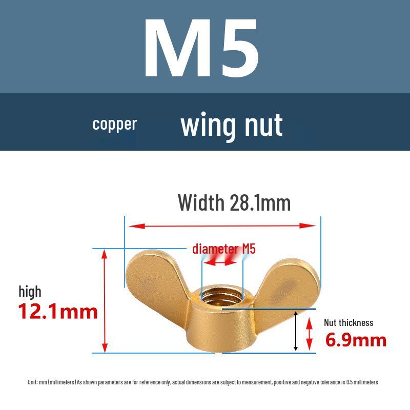 Yigu Pure Copper Butterfly Hand-Tightened Nut Cap M4M5M16