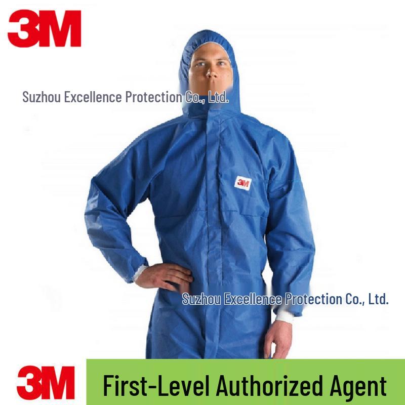 3M 4532+ Blue Hooded Coveralls for Spray Painting, Pesticide Application, Dust Protection, Anti-static