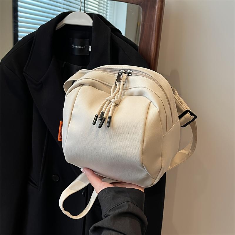 [Stylish Crossbody Bag] Stylish Nylon Women's Crossbody Bag - Solid Color, Casual Urban Design, Front Zipper Pocket