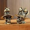 1Pcs Cute Desk Decor Brass Rose Cat Statue Tea Pet Sculpture For Office Home Valentine'S Day Gift For Women And Cat Lovers