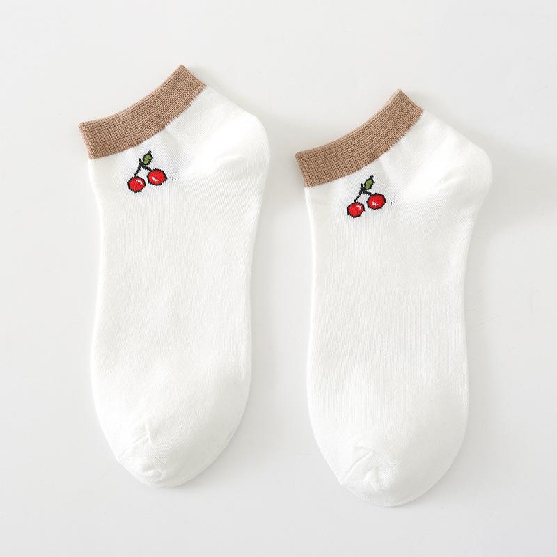 5/10 Pairs Casual Spring and Summer Socks for Women Boat Socks Cute Khaki Checkered Short Socks Low Cut Shallow Mouth Cotton Invisible Socks