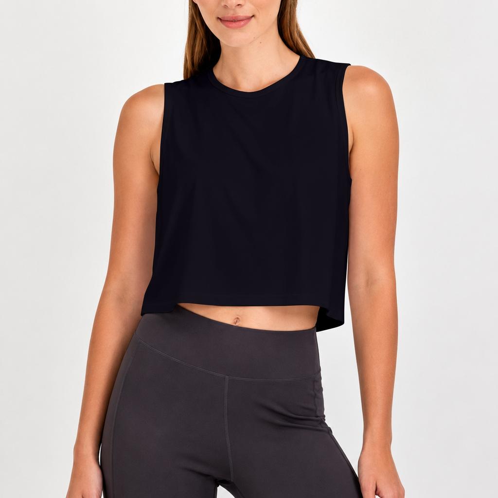 Damen ärmelloses Yoga Tanktop Cutout Rücken Workout Shirt Leicht Atmungsaktiv Laufen Fitness Freizeit Crop Top