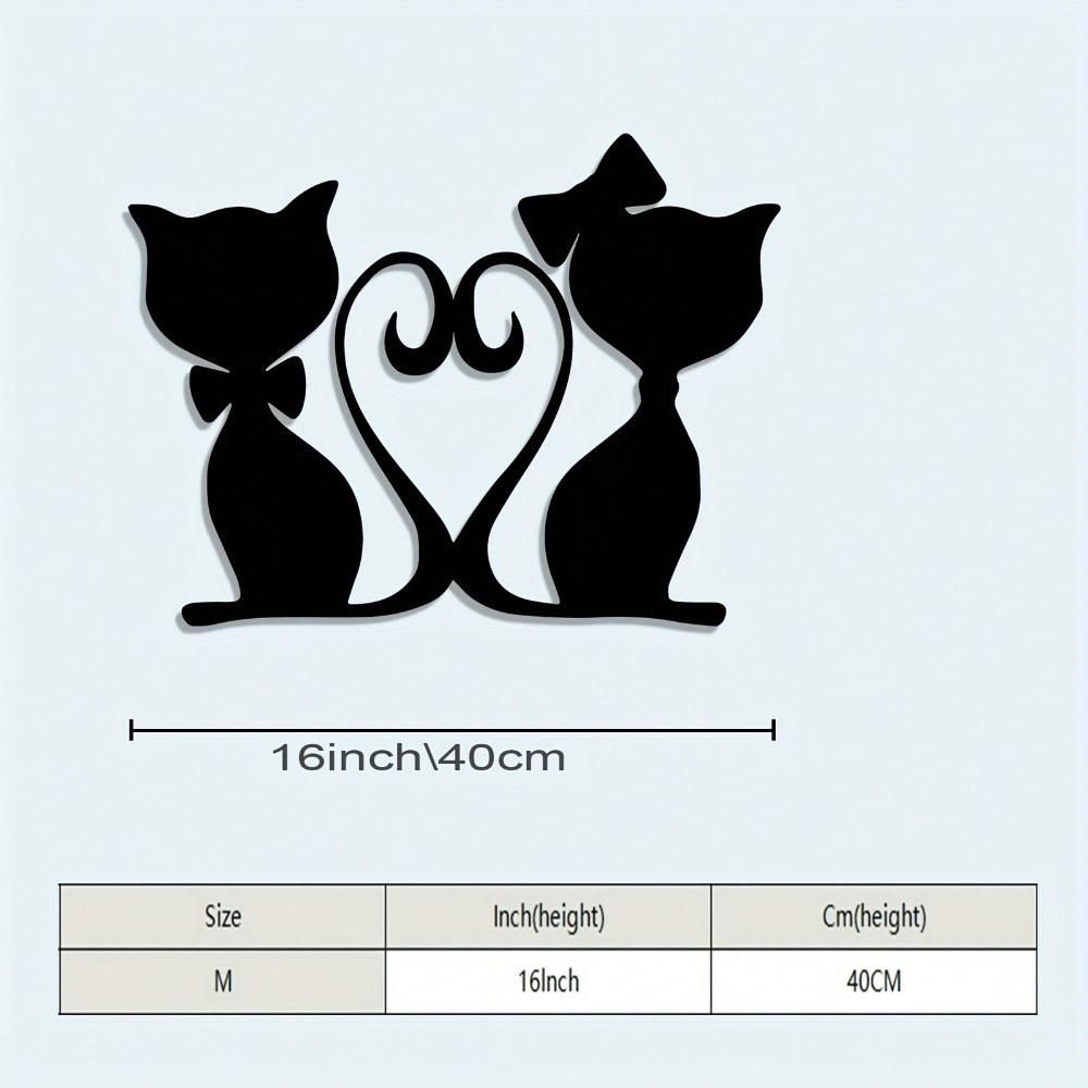 Retro Style Cat Wall Art Metal Iron Heart Silhouette Wall Decoration Home Gift for Cat Lovers Powder Coated Fashionable разноцветный